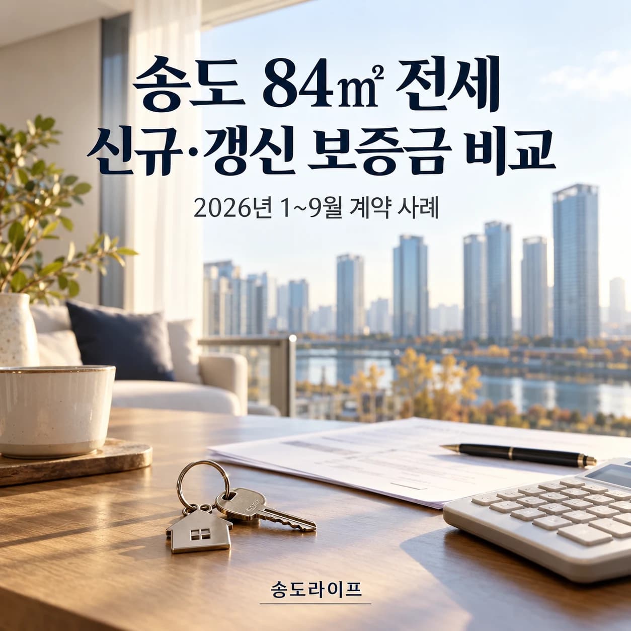 송도 아파트 84㎡ 전세 실거래｜신규·갱신 보증금과 단지별 차이